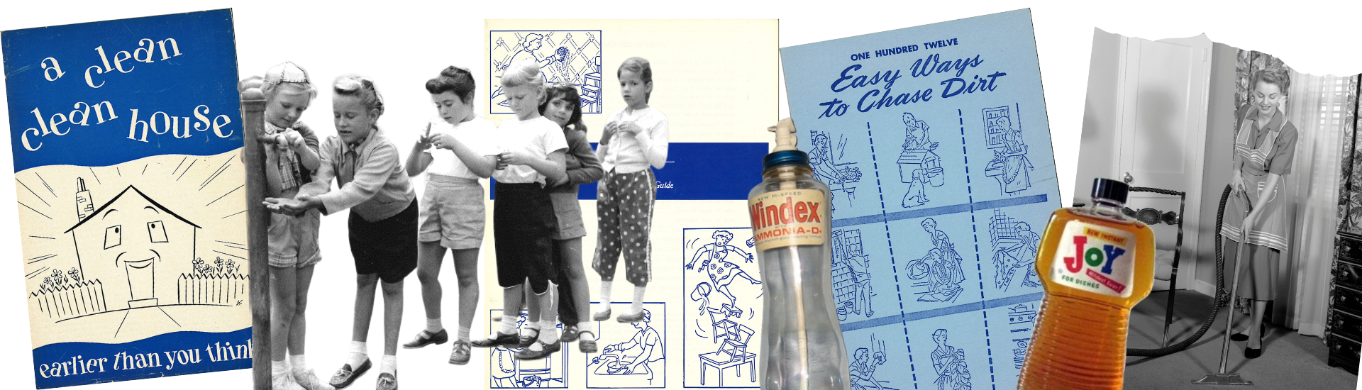 cleaning collage from the 1950s