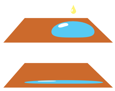 Surfactant causing water bead to spread out