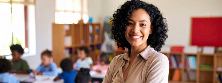 Teacher in front of classroom