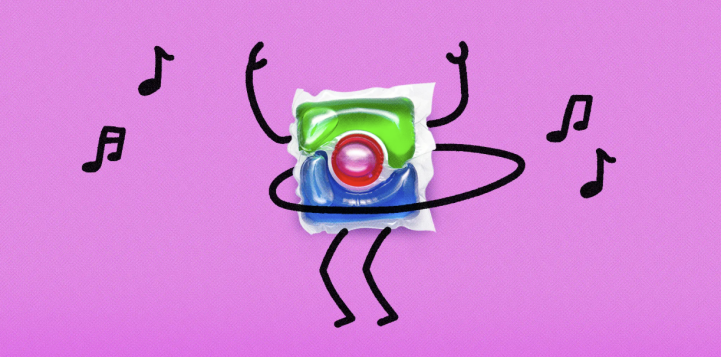 image of a laundry pod dancing