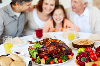 Family gathering for holiday meal