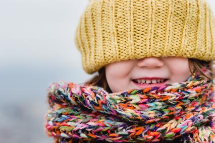 Child bundled up for cold weather